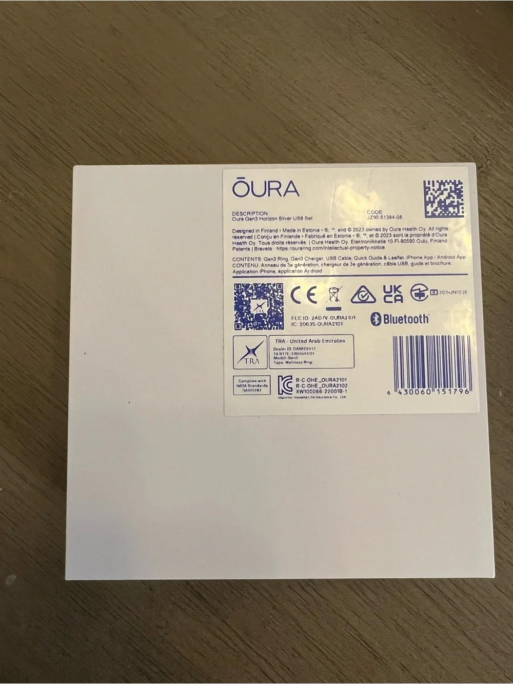 Oura Ring Gen 3 Horizon Silver-Size 8